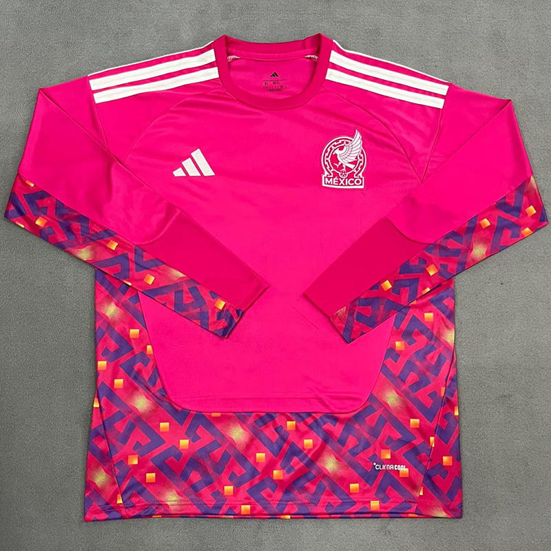 2026 Mexico Pink Red Goalkeeper Long Sleeve Soccer Jersey (长袖)