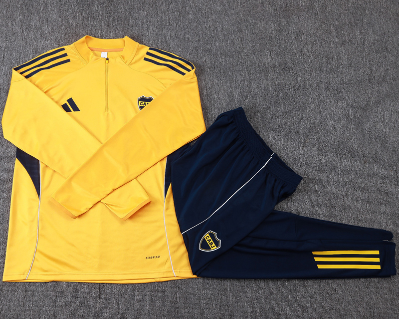 25-26 Boca Juniors Yellow Half Pull Tracksuit #B25109(半拉链)