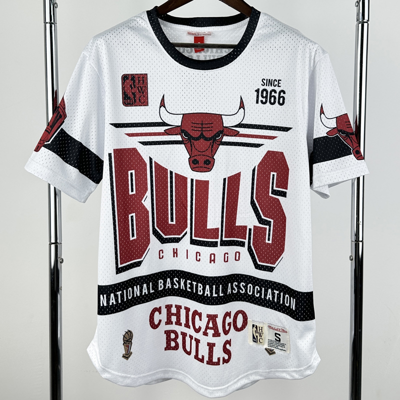 2026 BULLS White Retro High Quality Casual T-Shirt #MN