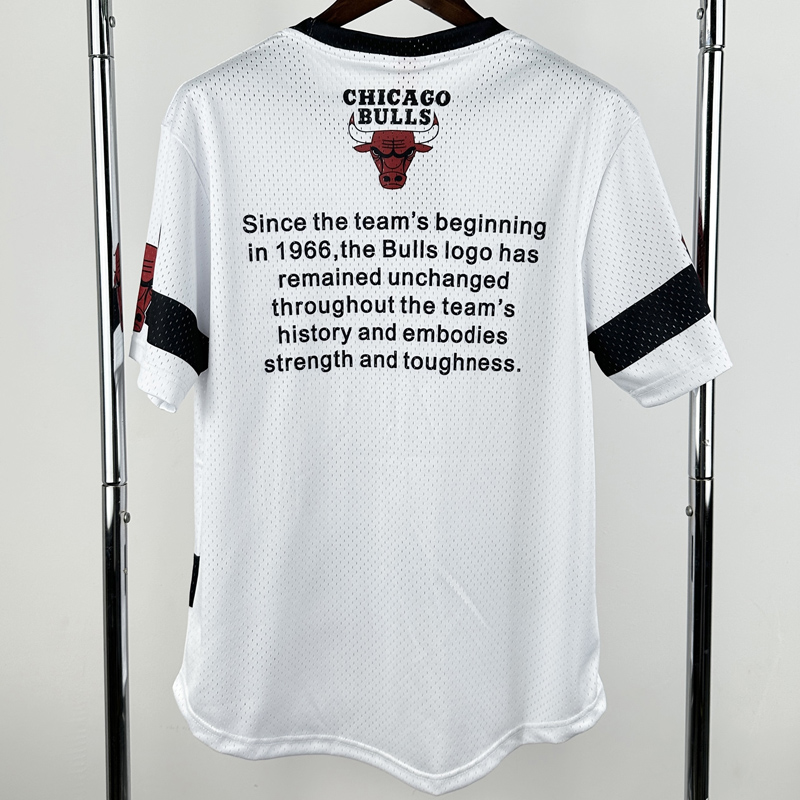 2026 BULLS White Retro High Quality Casual T-Shirt #MN