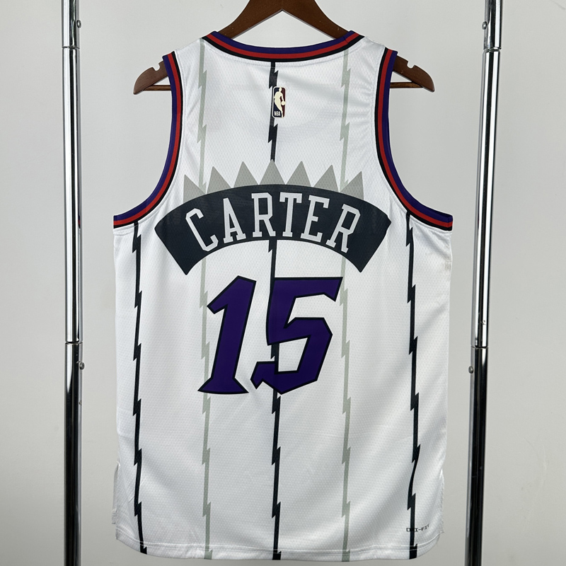 25-26 Raptors CARTER #15 White Retro Top Quality Hot Pressing NBA Jersey
