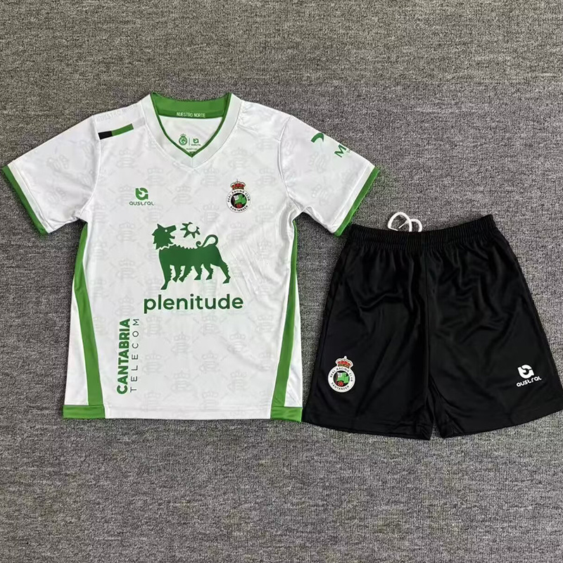 25-26 Racing de Santander Home Kids Soccer Jersey