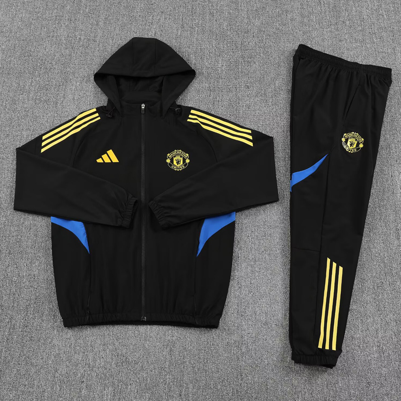 25-26 Man Utd Black Hoodie Jacket Tracksuit
