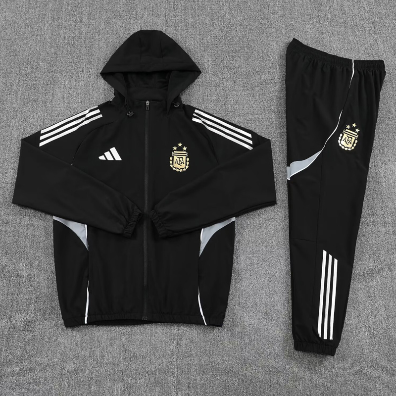 25-26 Argentina Black Hoodie Jacket Tracksuit