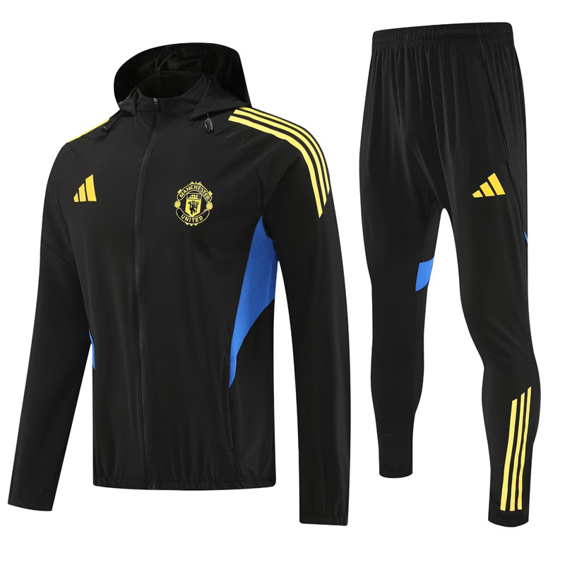 25-26 Man Utd Black Hoodie Jacket Tracksuit
