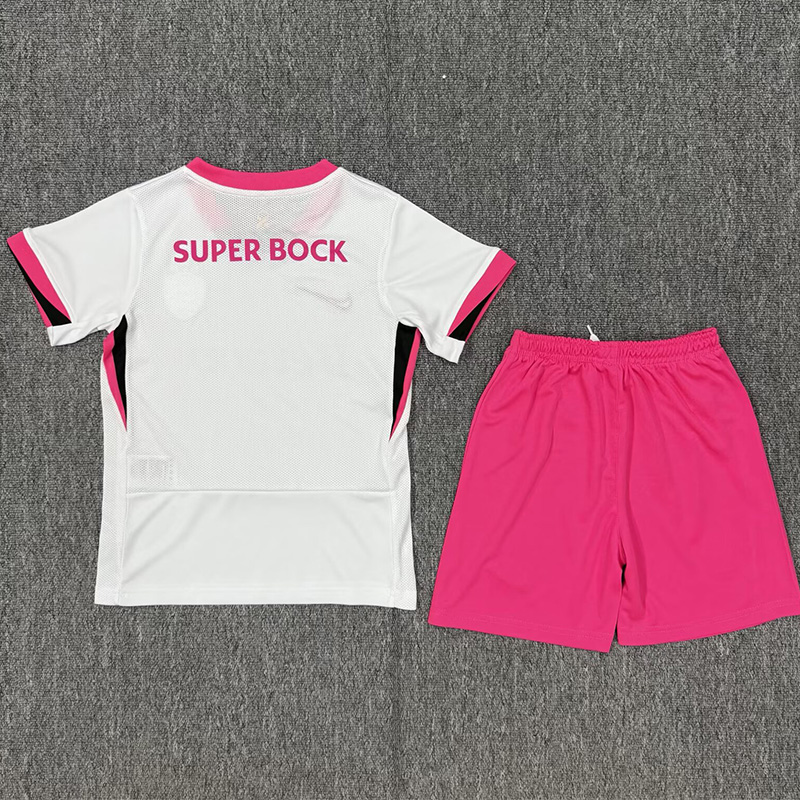 25-26 Sporting Lisbon White Pink Kids Soccer Jersey