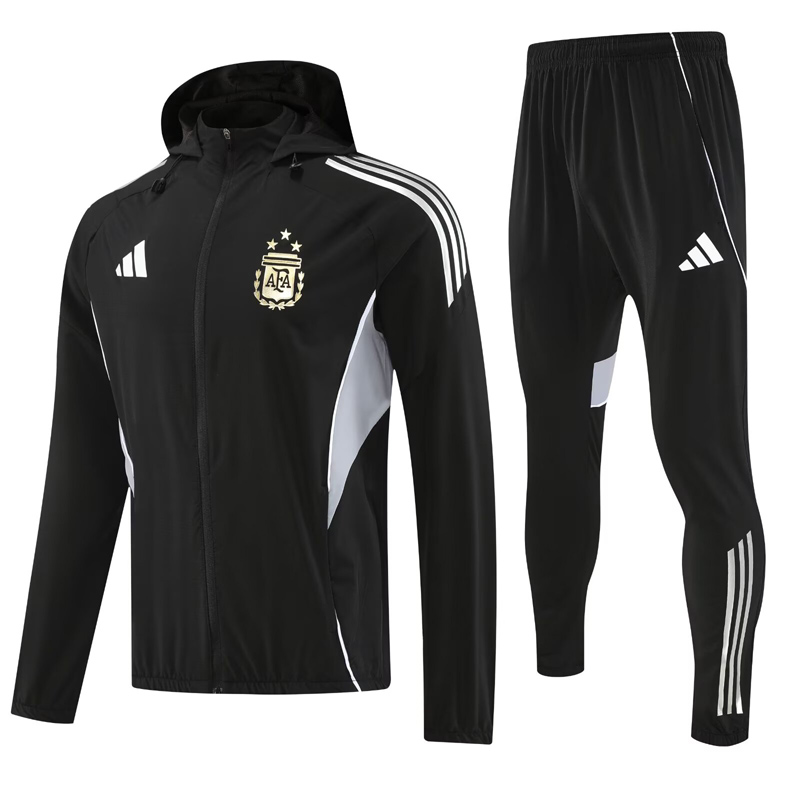 25-26 Argentina Black Hoodie Jacket Tracksuit