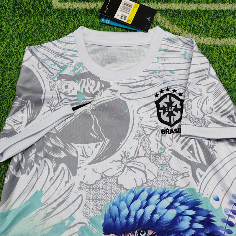 25-26 Brazil White Special Edition Kids Soccer Jersey (白鹦鹉)