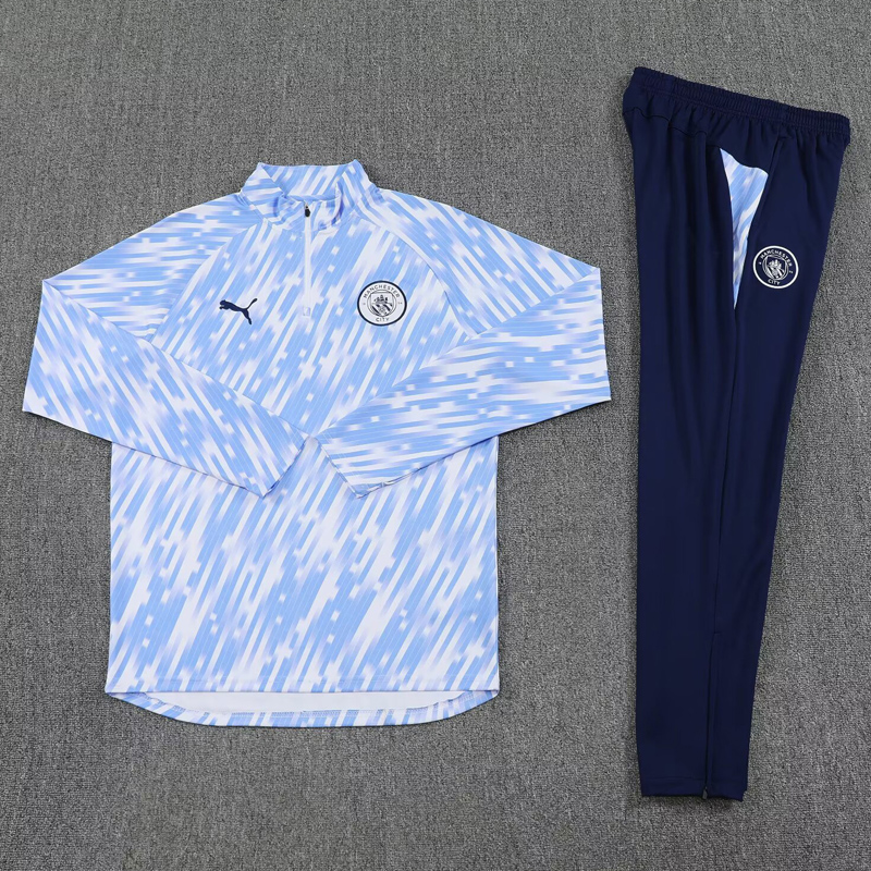 25-26 Man City White Half Pull Tracksuit (半拉链)(印花)