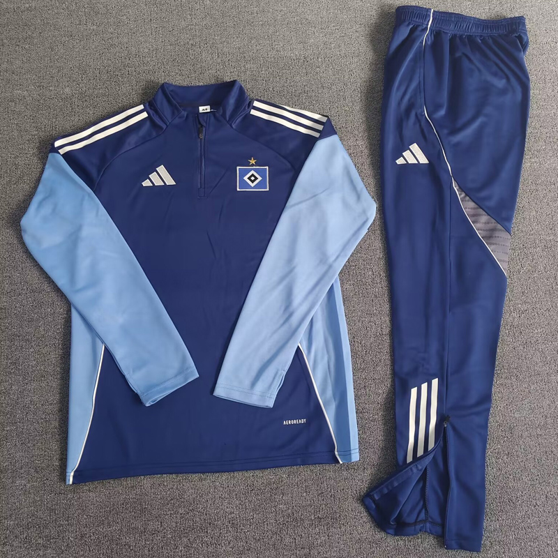 25-26 Hamburg SV Royal blue Half Pull Tracksuit (Pants Have Pocket)(半拉链)