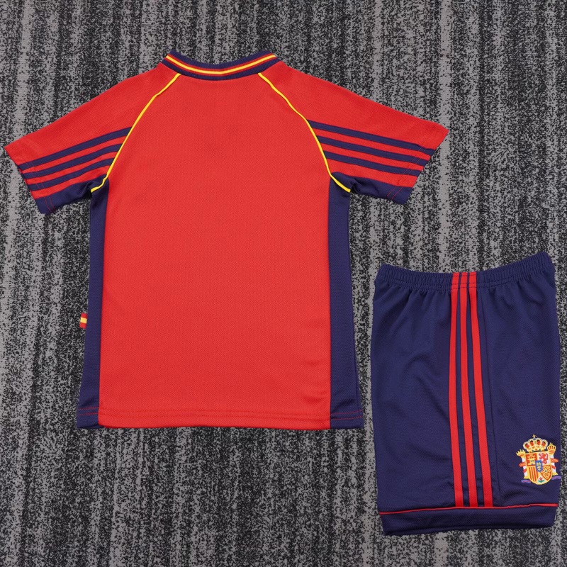 1998 Spain Home Kids Retro Soccer Jersey