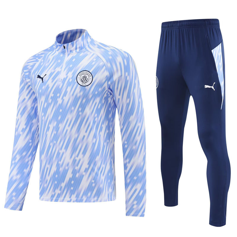 25-26 Man City White Half Pull Tracksuit (半拉链)(印花)