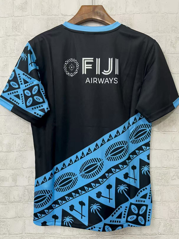 2025 FIJI Black Blue Rugby Jersey (圆领)