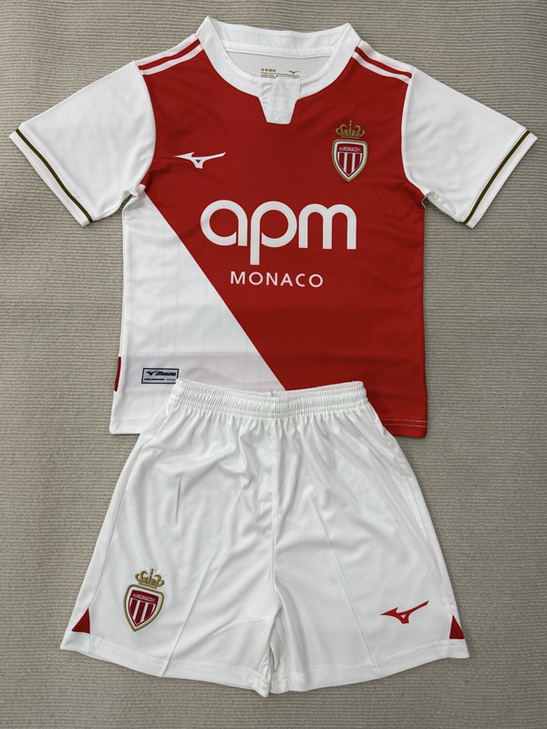 25-26 Monaco Home Kids Soccer Jersey