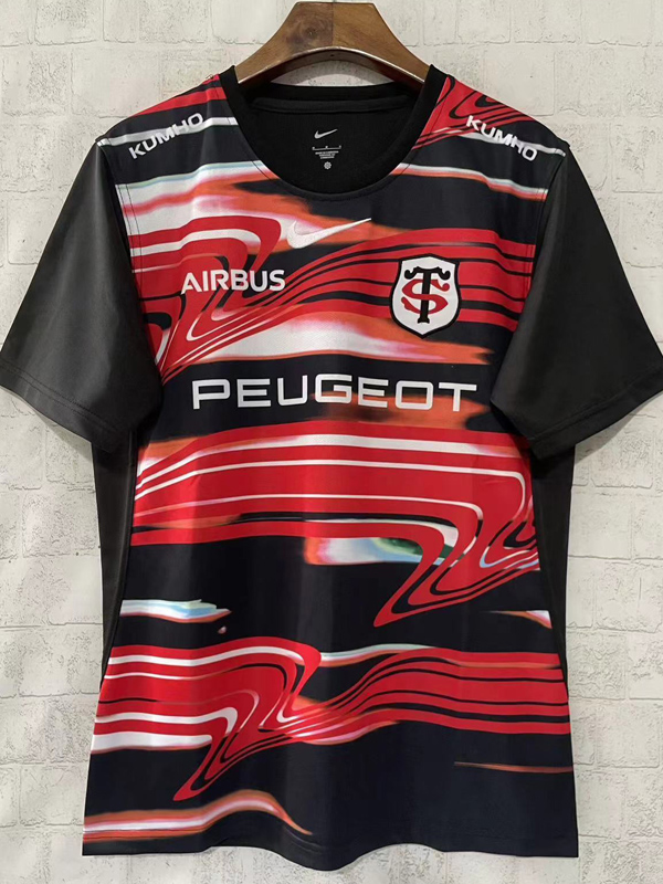 2025 Toulouse Red Black Rugby Jersey (圆领)