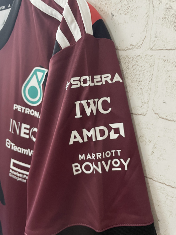 2025 F1 Mercedes Red White T-Shirts Racing Suit(圆领)