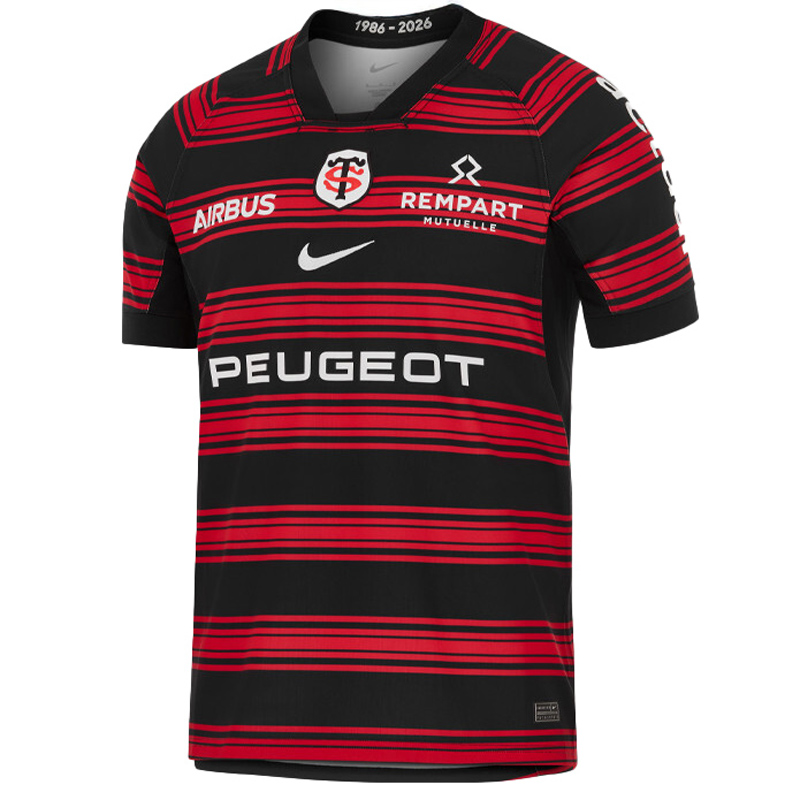 2025 Toulouse Red Black Rugby Jersey (圆领)