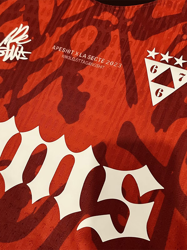 667 Apeshit X La secte 2023 Red Player Version Training shirts