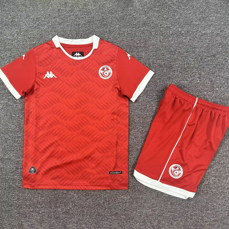 25-26 Tunisia Home Kids Soccer Jersey
