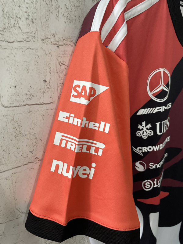 2025 F1 Mercedes Red White T-Shirts Racing Suit(圆领)