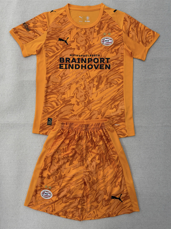 25-26 PSV Orange Goalkeeper Kids Soccer Jersey