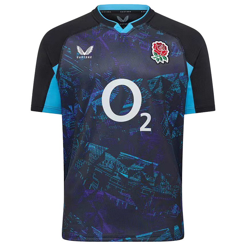 2025 England Blue Black Rugby Jersey (圆领)
