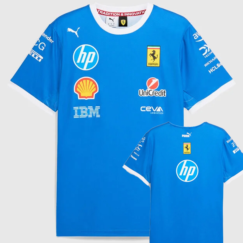 2025 F1 Ferrari Blue T-Shirts Racing Suit (圆领)