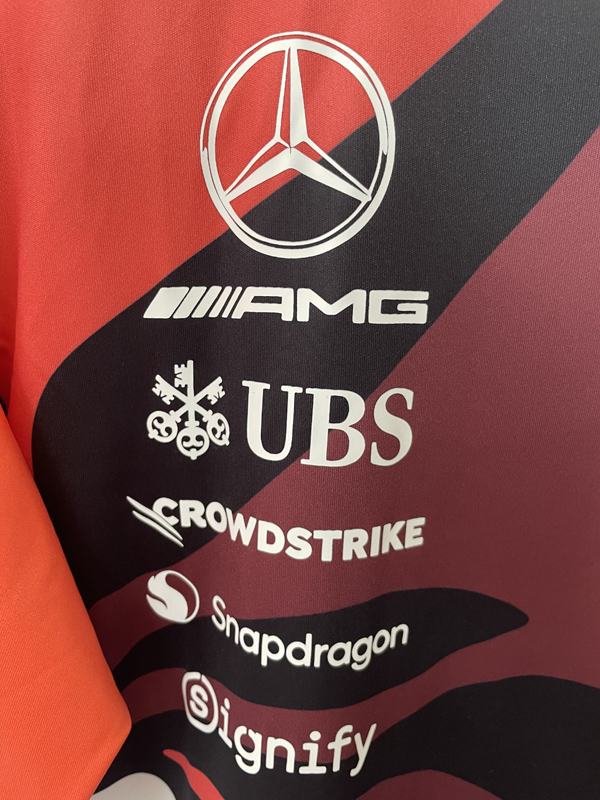 2025 F1 Mercedes Red White T-Shirts Racing Suit(圆领)