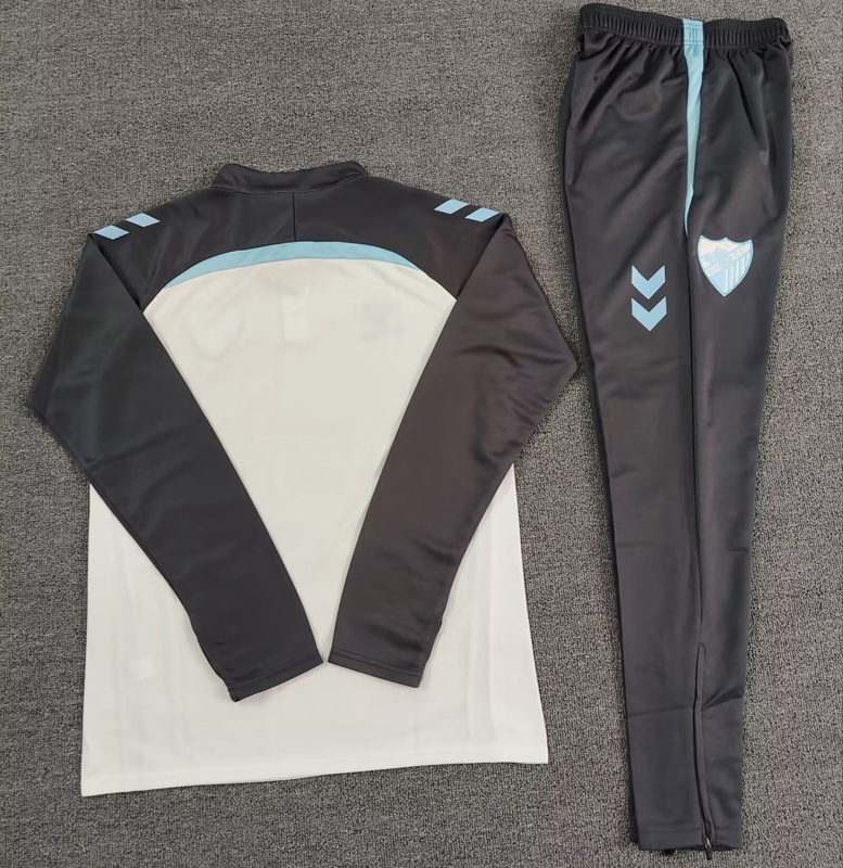 25-26 Malaga White Half Pull Tracksuit (Pants Have Pocket)(半拉链)