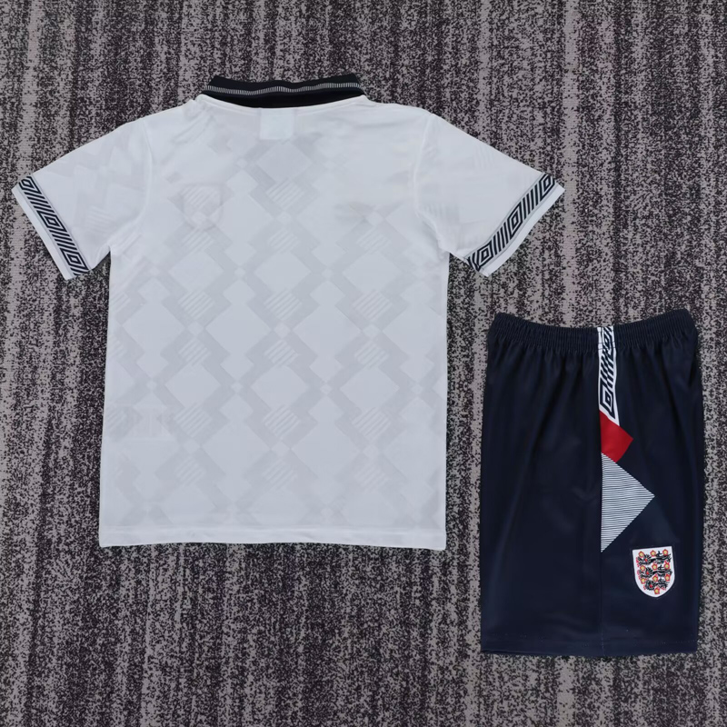 1990 England Home Kids Retro Soccer Jersey