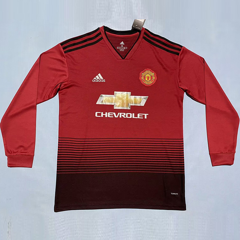 2018-2019 Man Utd Home Long Sleeve Retro Soccer Jersey (长袖)