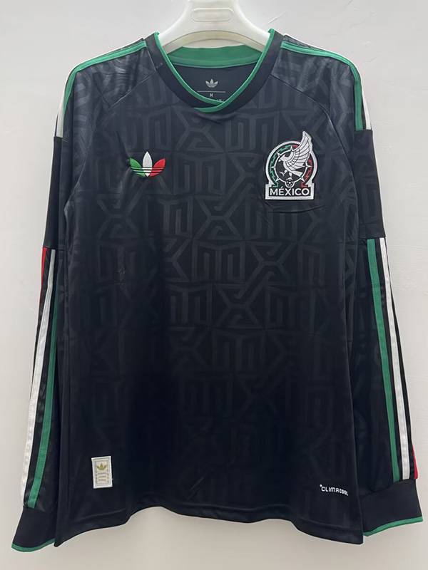 25-26 Mexico Black Long Sleeve Training shirts (长袖)(三色叶)