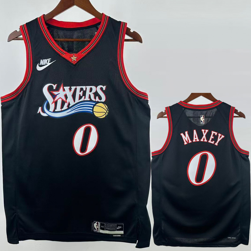 25-26 76ERS MAXEY #0 Black Top Quality Hot Pressing NBA Jersey (V领)