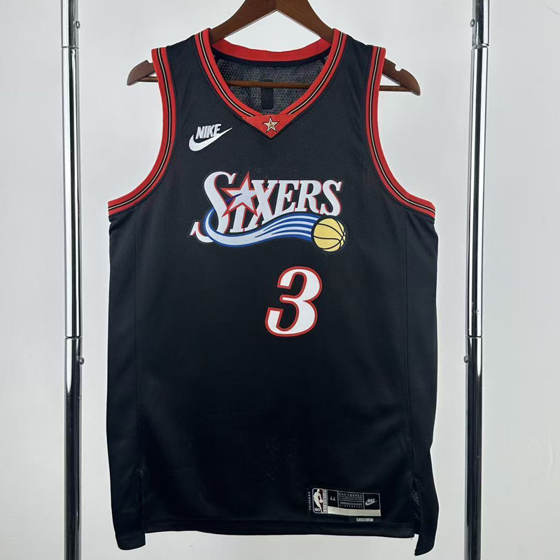 25-26 76ERS IVERSON #3 Black Top Quality Hot Pressing NBA Jersey (V领)