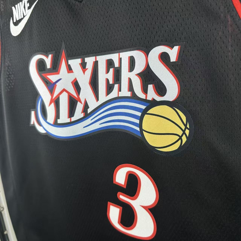 25-26 76ERS IVERSON #3 Black Top Quality Hot Pressing NBA Jersey (V领)