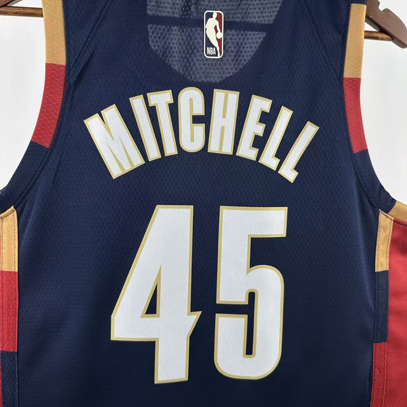 25-26 Cleveland Cavaliers MITCHELL #45 Royal blue Retro Top Quality Hot Pressing NBA Jersey (V领)