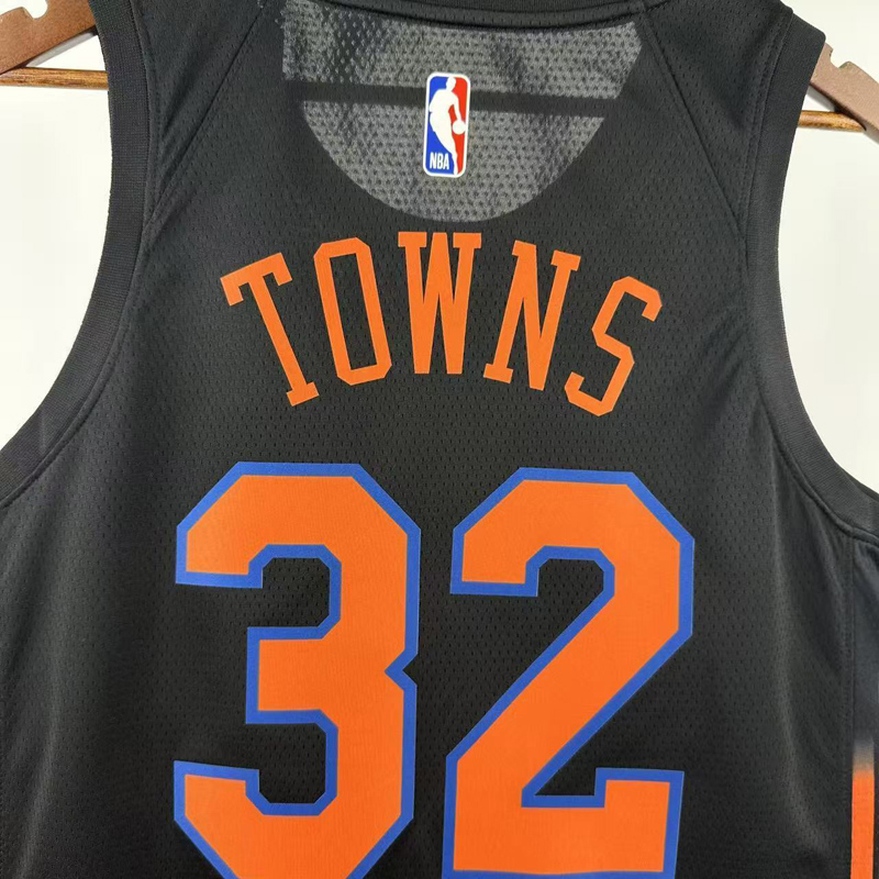 25-26 KNICKS TOWNS #32 Black Top Quality Hot Pressing NBA Jersey