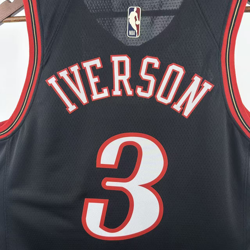 25-26 76ERS IVERSON #3 Black Top Quality Hot Pressing NBA Jersey (V领)