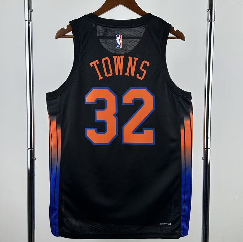 25-26 KNICKS TOWNS #32 Black Top Quality Hot Pressing NBA Jersey