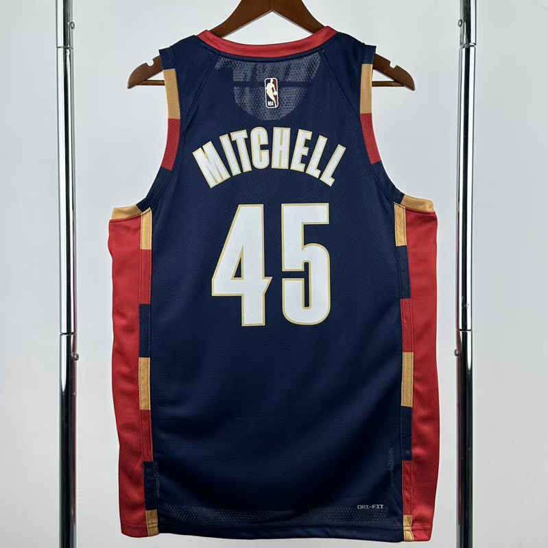 25-26 Cleveland Cavaliers MITCHELL #45 Royal blue Retro Top Quality Hot Pressing NBA Jersey (V领)