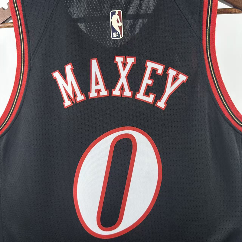 25-26 76ERS MAXEY #0 Black Top Quality Hot Pressing NBA Jersey (V领)