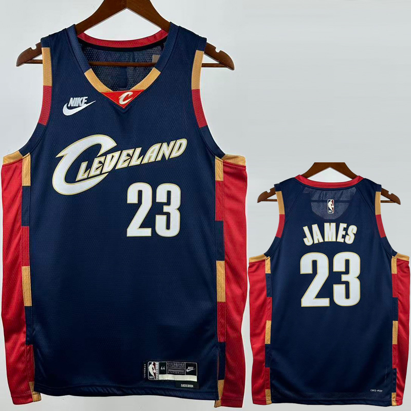25-26 Cleveland Cavaliers JAMES #23 Royal blue Retro Top Quality Hot Pressing NBA Jersey (V领)