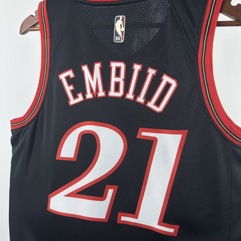 25-26 76ERS EMBIID #21 Black Top Quality Hot Pressing NBA Jersey (V领)
