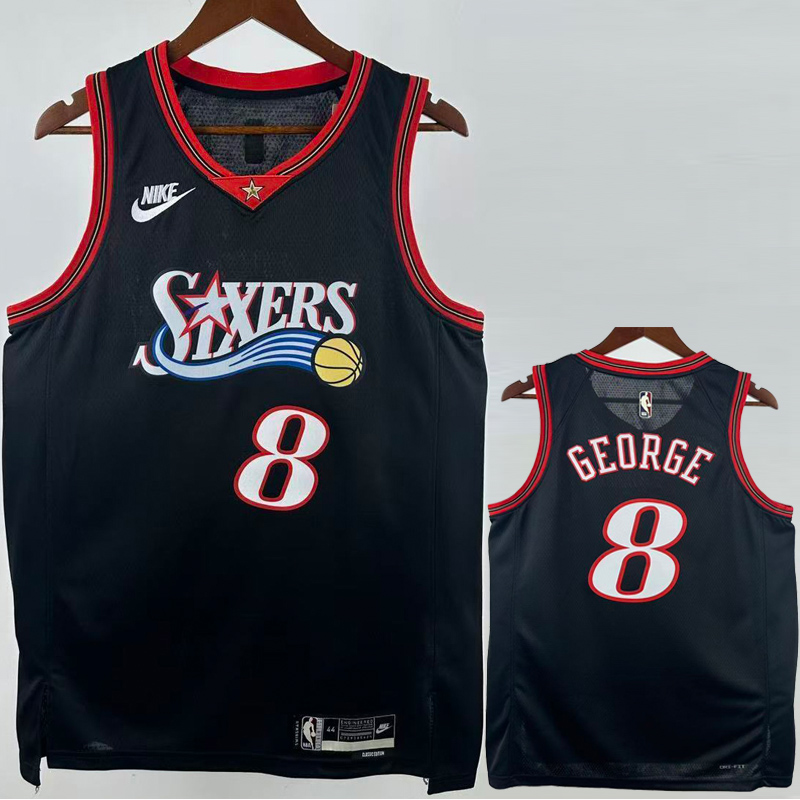 25-26 76ERS GEORGE #8 Black Top Quality Hot Pressing NBA Jersey (V领)