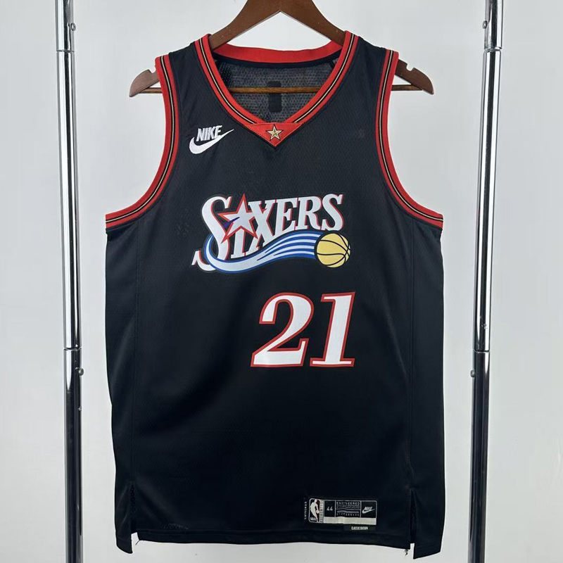 25-26 76ERS EMBIID #21 Black Top Quality Hot Pressing NBA Jersey (V领)
