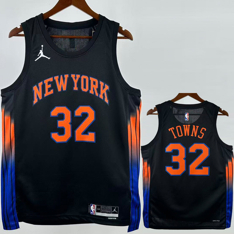 25-26 KNICKS TOWNS #32 Black Top Quality Hot Pressing NBA Jersey
