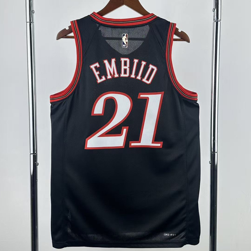 25-26 76ERS EMBIID #21 Black Top Quality Hot Pressing NBA Jersey (V领)