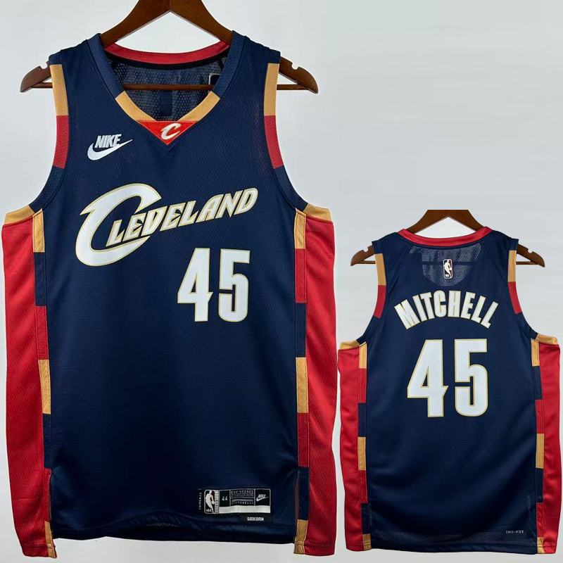 25-26 Cleveland Cavaliers MITCHELL #45 Royal blue Retro Top Quality Hot Pressing NBA Jersey (V领)