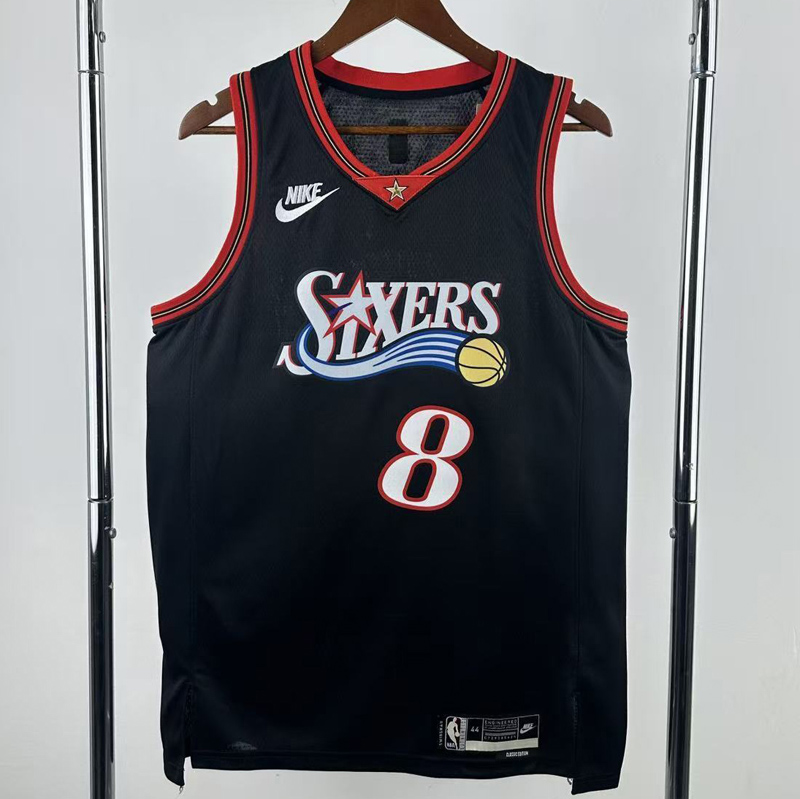 25-26 76ERS GEORGE #8 Black Top Quality Hot Pressing NBA Jersey (V领)