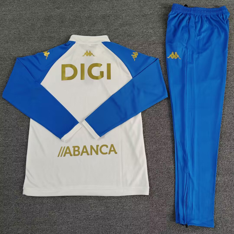 25-26 La Coruna White Half Pull Tracksuit (Pants Have Pocket)(半拉链)